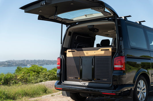 Lightweight Rover Pod with durable composite construction, fitted in VW California.