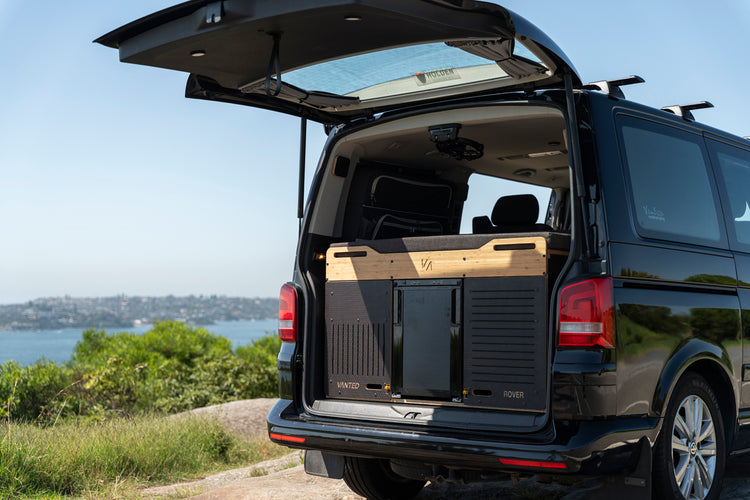 Lightweight Rover Pod with durable composite construction, fitted in VW California.