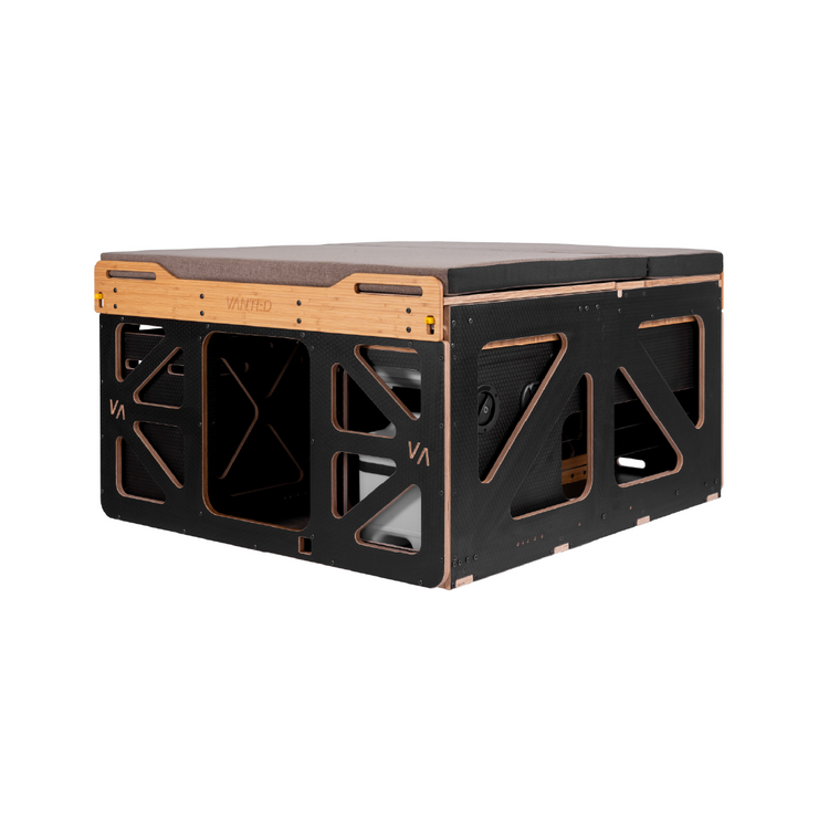 Detail of Rover Pod’s sturdy joinery and lightweight materials in a custom van fit-out.