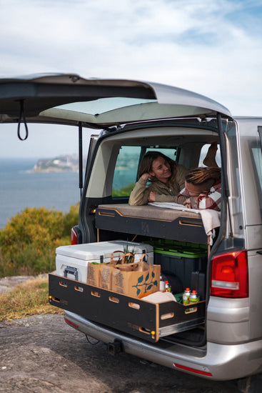 CROSS van conversion kit camping setup - bed and storage for weekend adventures