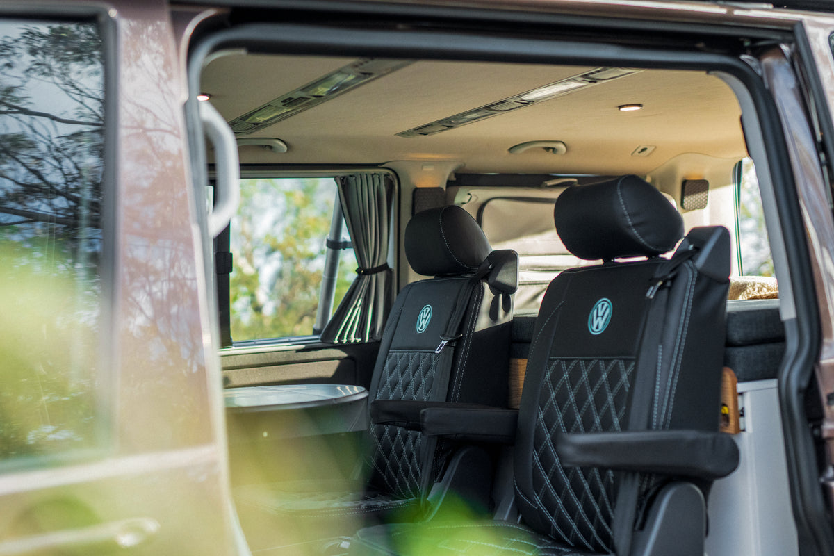 "Premium VW Caravelle seat covers - waterproof and durable for Australian conditions"