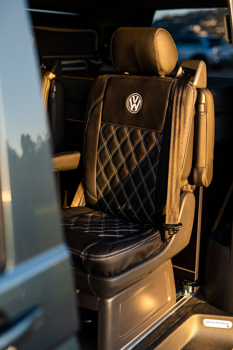 "Premium leatherette seat covers for VW Transporter - handcrafted for Australian conditions"