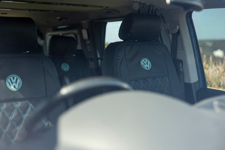 "Waterproof leatherette seat covers for VW Transporter - built for Australian outdoor adventures"